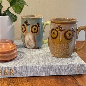 Gibson Home Owl Shaped Ceramic Mugs  –  Set of 2